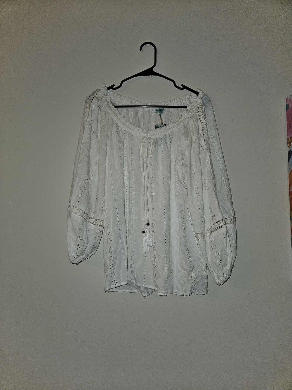 Nostalgia Women's White Embroidered Boho Peasant Top